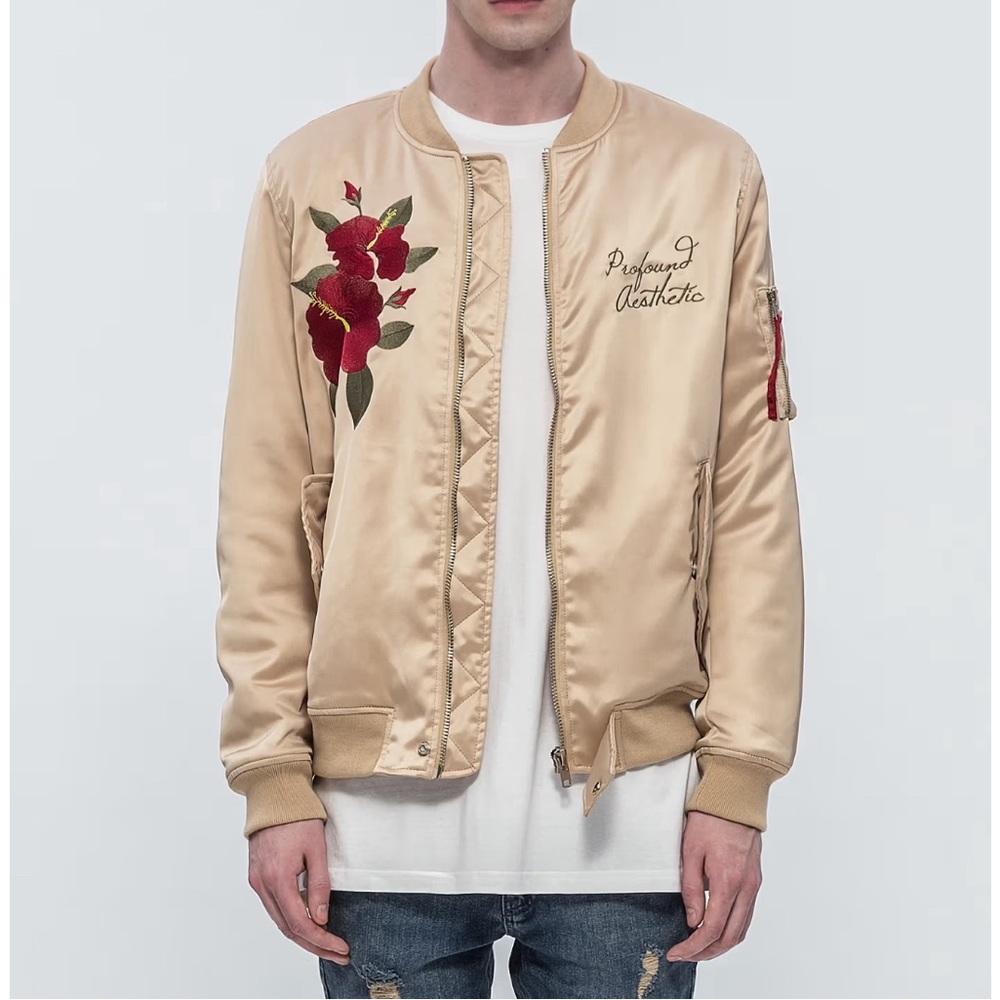 Profound Aesthetic HIBISCUS BOMBER JACKET Sz medium